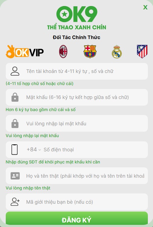 Hướng Dẫn Đăng Ký Tài Khoản Tại OK9 Chi Tiết Cho Tân Thủ